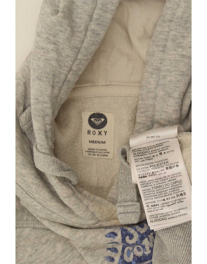 Roxy Womens Graphic Hoodie Pullover UK 12 Mittelgrau gefleckte Baumwolle