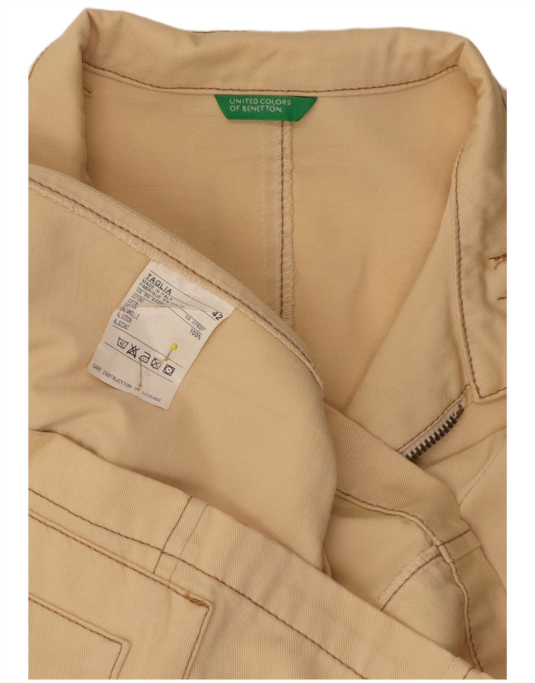 BENETTON Damen Utility-Jacke IT 42 Mittelbeige Baumwolle