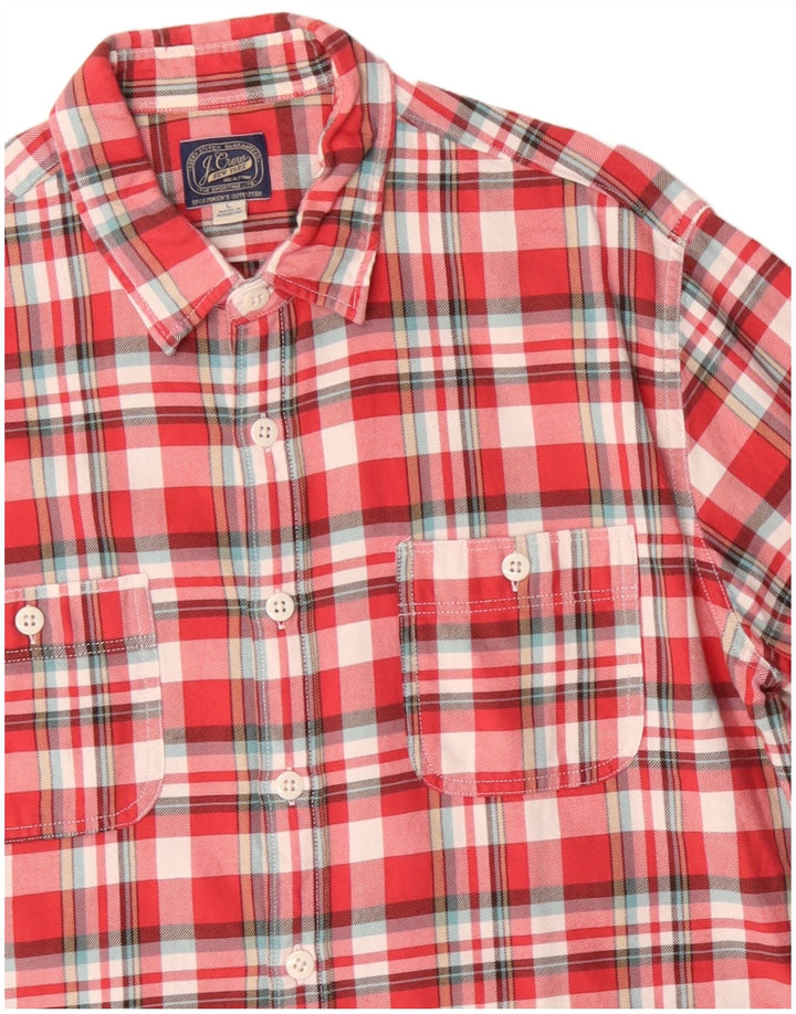 J. CREW Herren-Flanellhemd, groß, rot kariert, Baumwolle