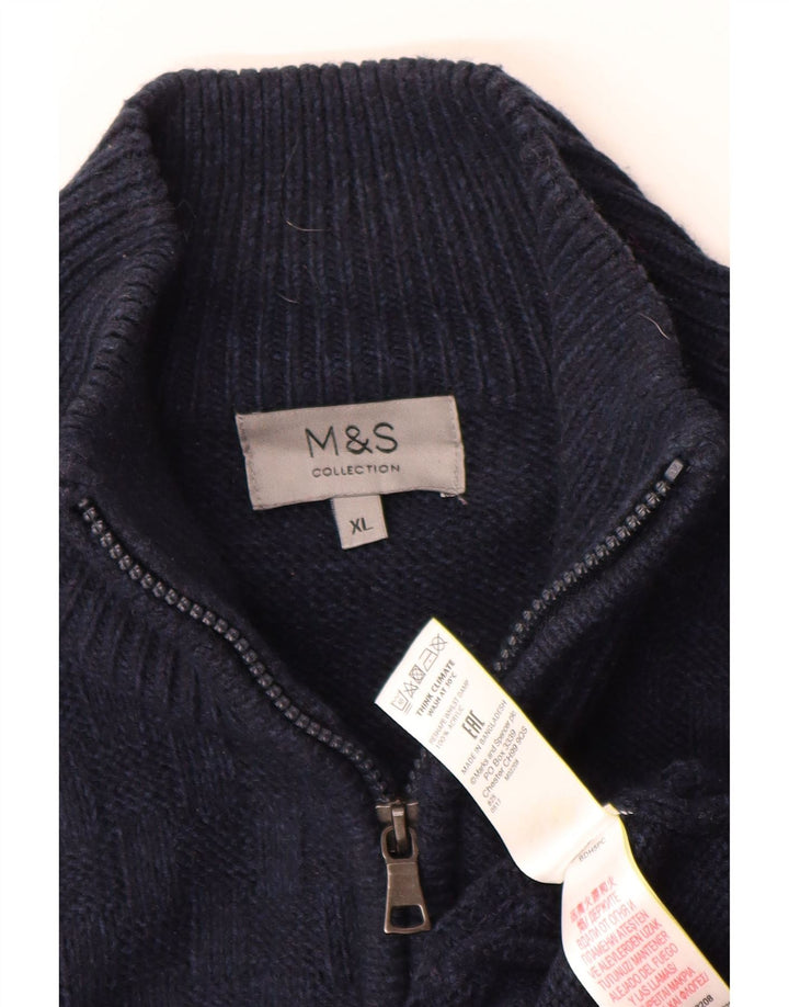 Marks & Spencer Herren-Cardigan mit durchgehendem Reißverschluss, XL, Marineblau, Acryl