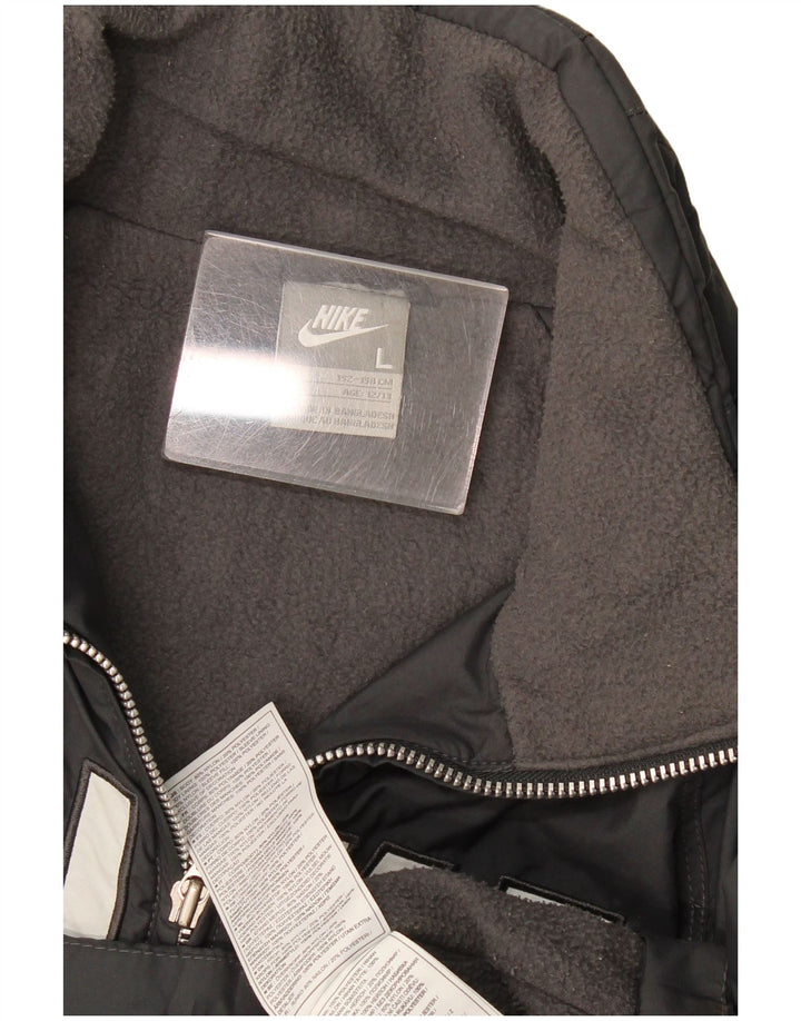 Nike Mädchen-Windbreaker-Jacke mit Grafik, 12–13 Jahre, groß, graues Polyester