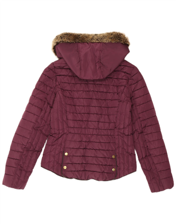 JOULES Wattierte Damenjacke mit Kapuze, UK 10, Größe S, Burgunderrot, Polyester