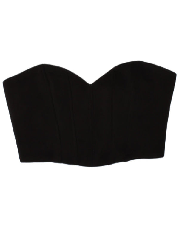 Zara Damen Crop Corset Top Mittelschwarzes Polyester