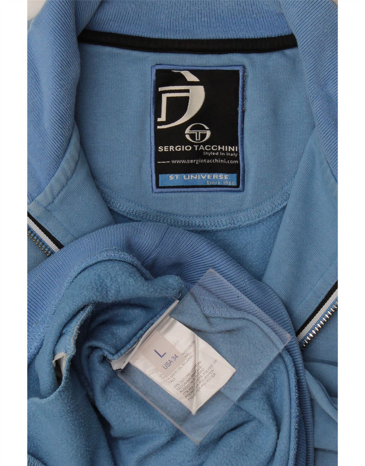 Sergio Tacchini Herren-Trainingsanzug, Oberteil, Jacke, groß, blau gestreift, Baumwolle