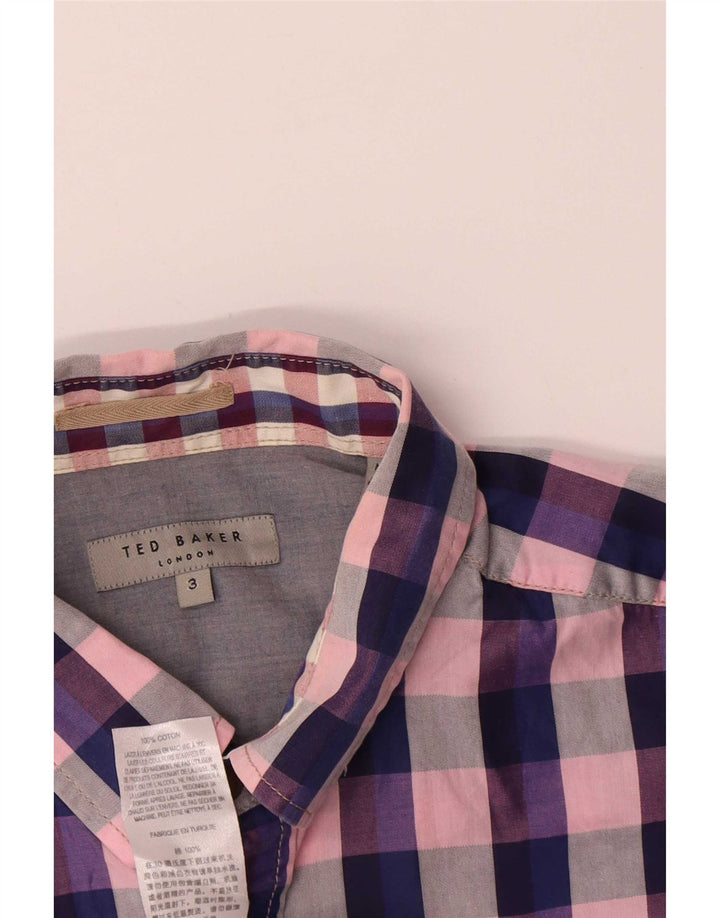 Ted Baker Herren-Kurzarmhemd, Größe 3, mittelgroß, mehrfarbig, kariert, Baumwolle