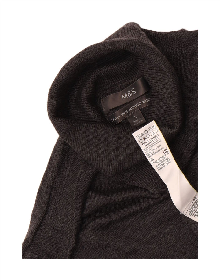 Marks & Spencer Herren-Pullover mit Rollkragen, groß, graue Merinowolle