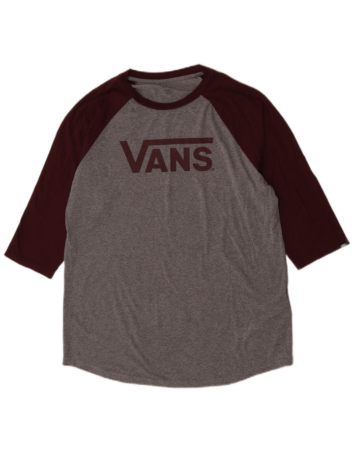 Vans Herren-Grafikoberteil mit 3/4-Ärmeln, groß, grau gefleckte Baumwolle