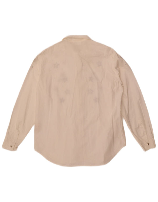 Roccobarocco Damen Grafikhemd IT 44 Mittelweiße geometrische Baumwolle