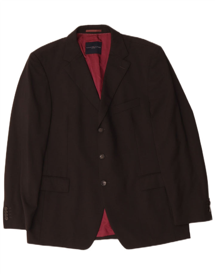 Tommy Hilfiger Maßgeschneiderte Herren-Blazerjacke mit 3 Knöpfen, UK 42, XL, braune Viskose