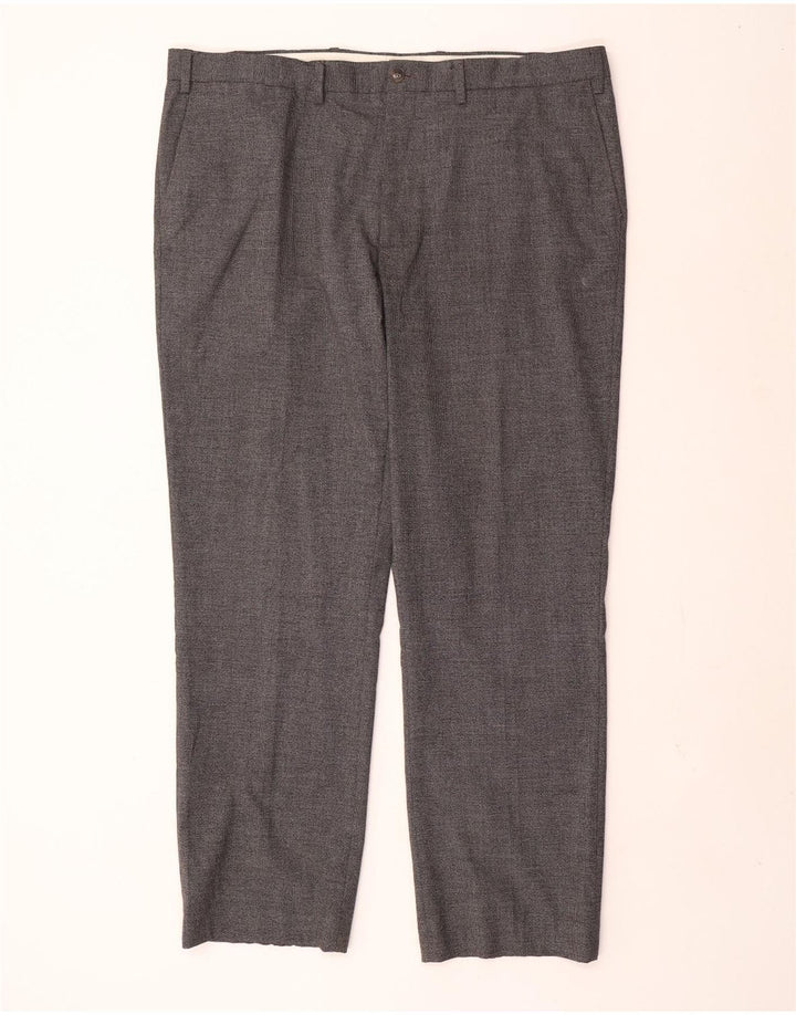 Marks & Spencer Herren-Freizeithose, normal, W42, L31, Grau mit Hahnentrittmuster
