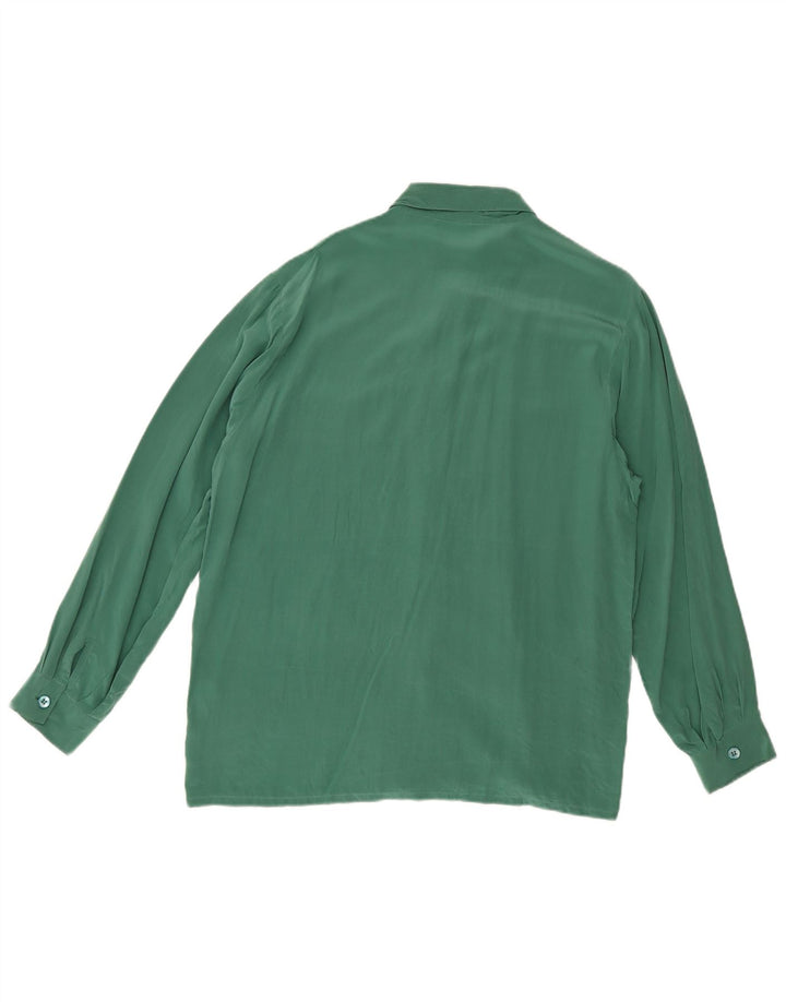 Reine Seide Damen Hemdbluse EU 38 Mittelgrüne Seide