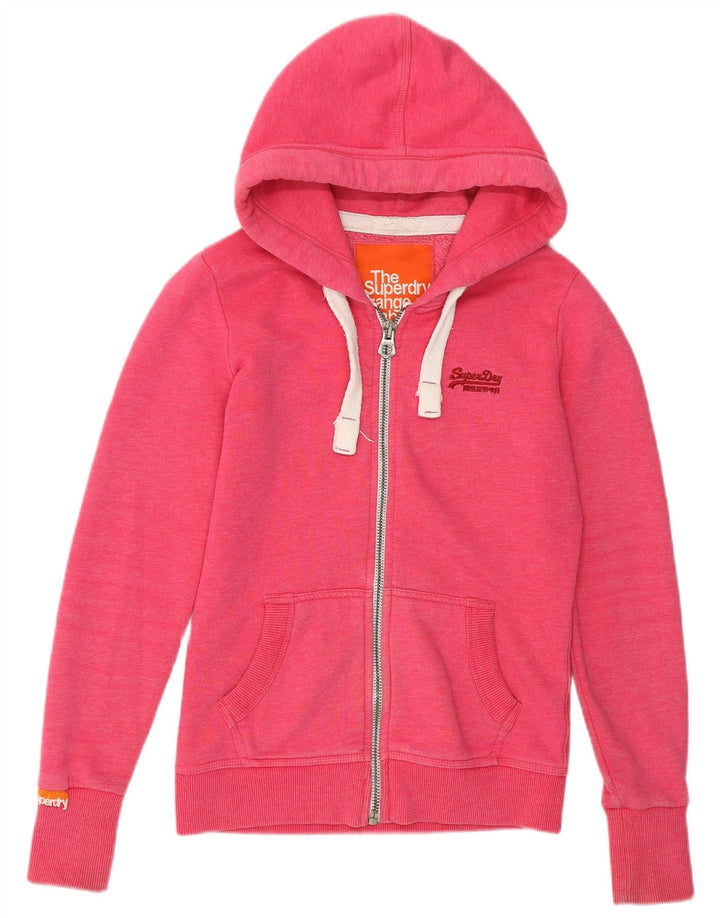 SUPERDRY Damen-Kapuzenpullover mit Reißverschluss, Gr. 6, XS, Rosa, Baumwolle
