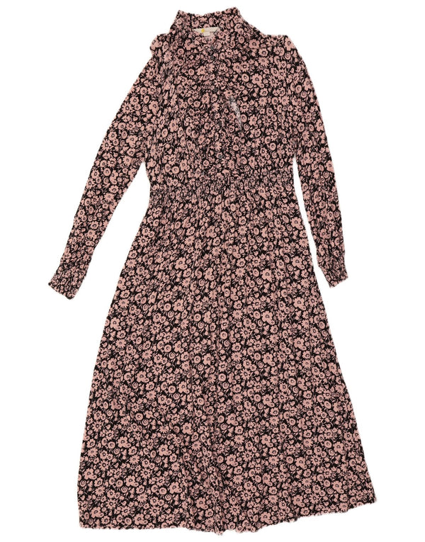 Boden Damen-Maxikleid mit langen Ärmeln, Gr. 18, XL, rosa geblümt