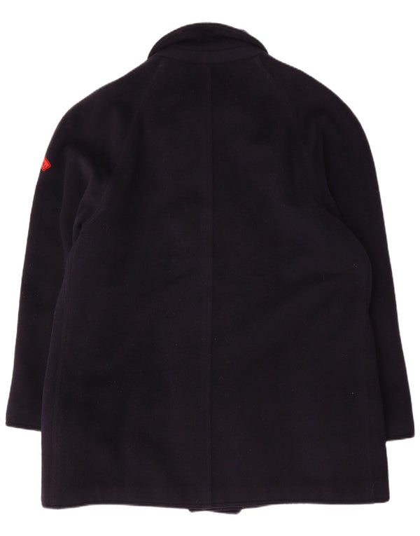 Les Copains Mens Double Breasted Coat IT 48 Medium Navy Blue Cashmere
