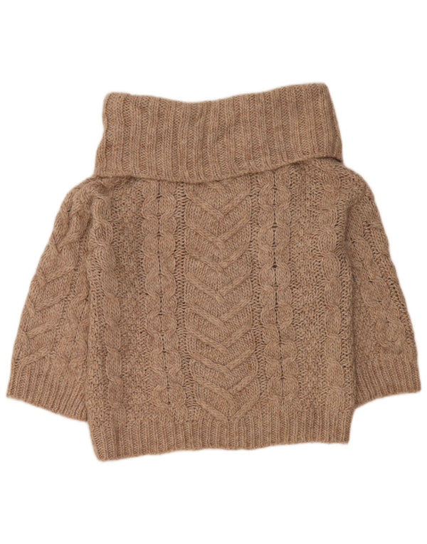 Benetton Damen-Pullover mit 3/4-Ärmeln und Rollkragen, Gr. 10, Größe S, Beige