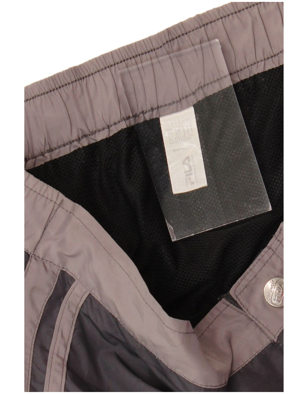 FILA Herren-Badeshorts, klein, schwarzes Farbblock-Polyester