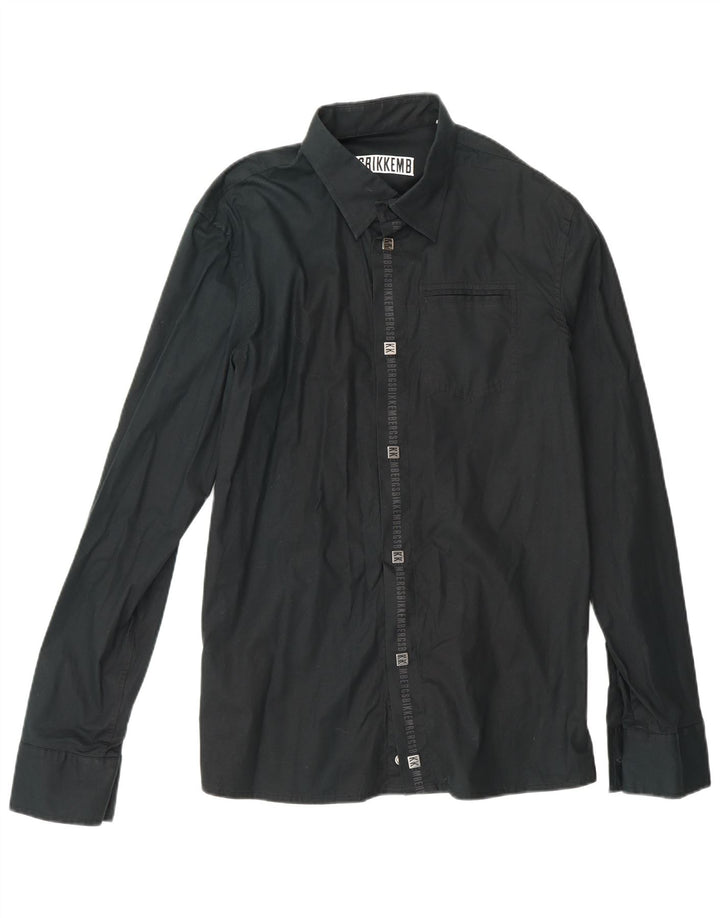 BIKKEMBERGS Herren-Grafikhemd, groß, schwarze Baumwolle