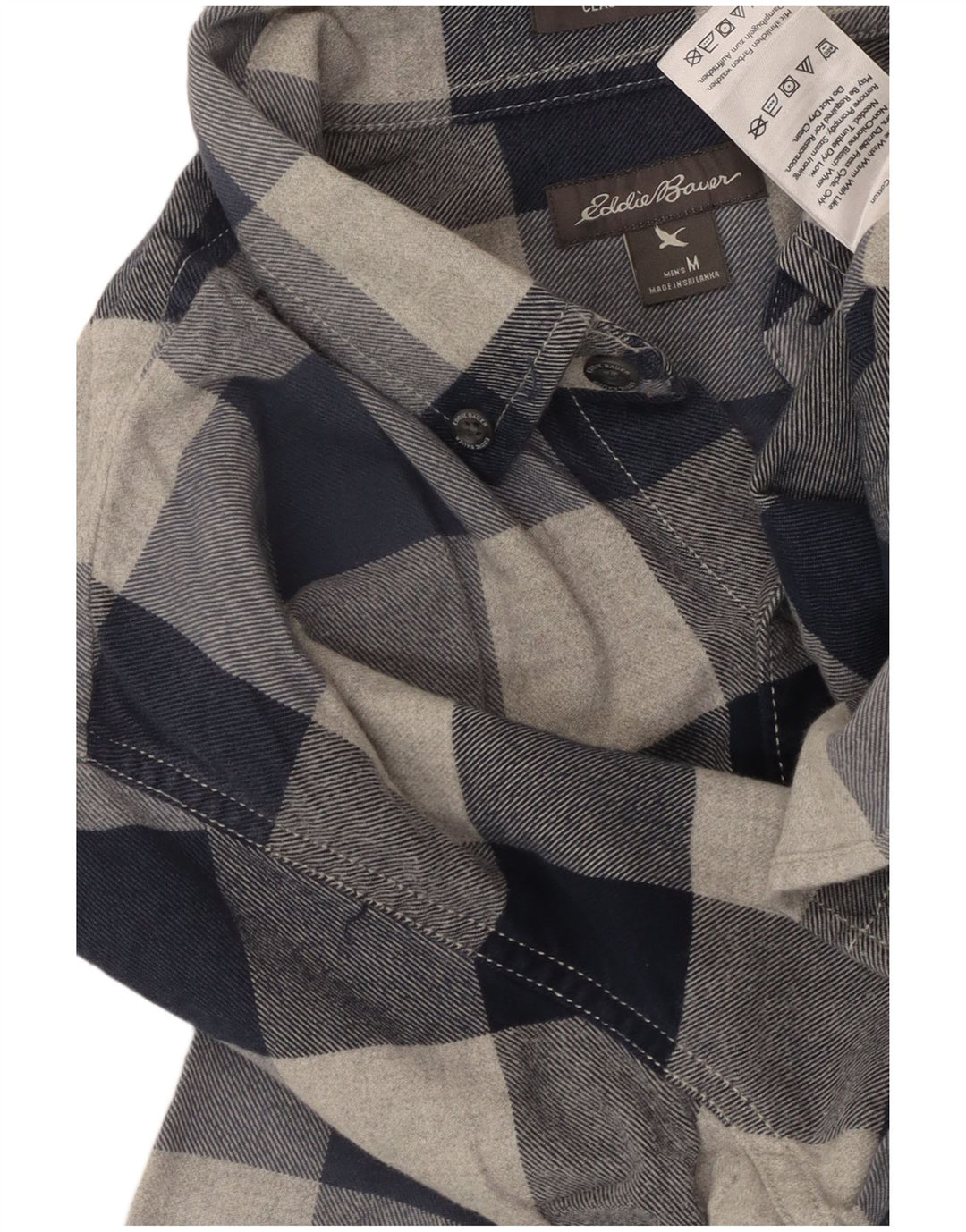 EDDIE BAUER Herren-Flanellhemd, mittelblau, kariert, Baumwolle