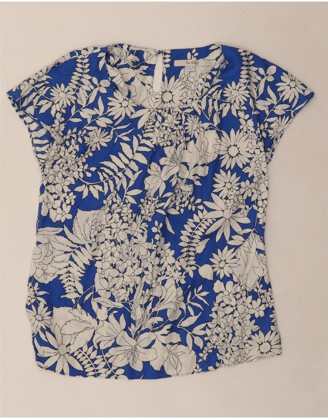 BODEN Damen-Blusenoberteil, Gr. 8, klein, Viskose mit blauem Blumenmuster