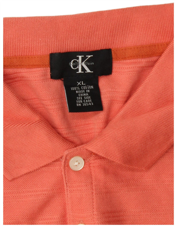 CALVIN KLEIN Herren Poloshirt XL rot gestreift Baumwolle
