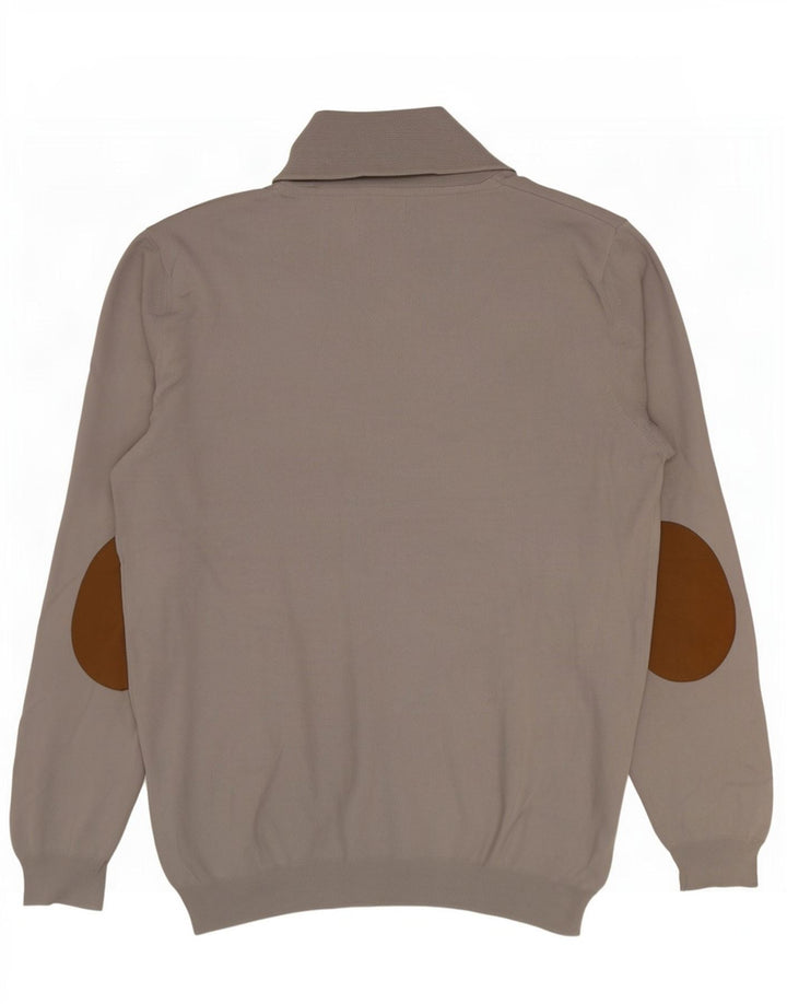 Zara Herren-Pullover mit Schalkragen, groß, graue Baumwolle