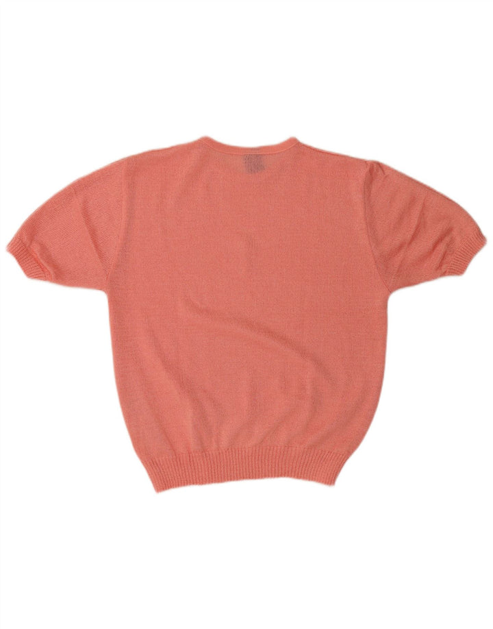Vintage Damen Kurzarm Bluse Top IT 44 Mittelrosa Acryl