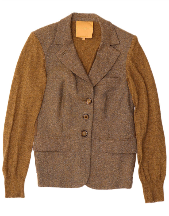 Silvian Heach Damen-Strickblazerjacke, UK 12, Mittelbraun, Farbblock