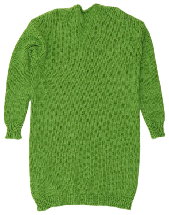 Vintage Damen Longline Open Cardigan Pullover UK 14 Mittelgrünes Polyester