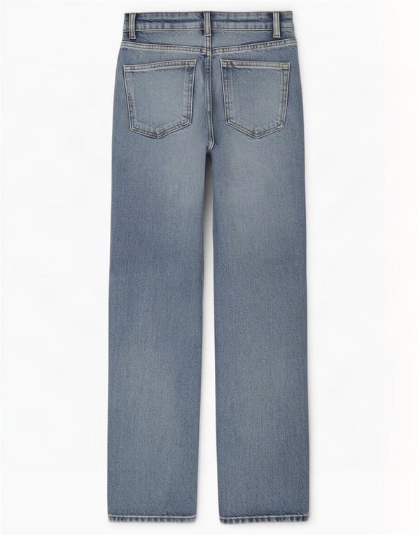Zara Damen-Jeans mit hoher Taille, gerade, EU 34, 2XS, W24, L30, blaue Baumwolle