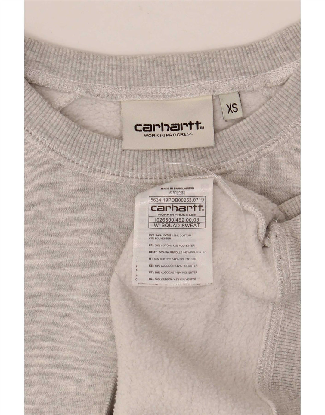 Carhartt Damen Übergroßer Sweatshirt-Pullover UK 6 XS Graue Baumwolle
