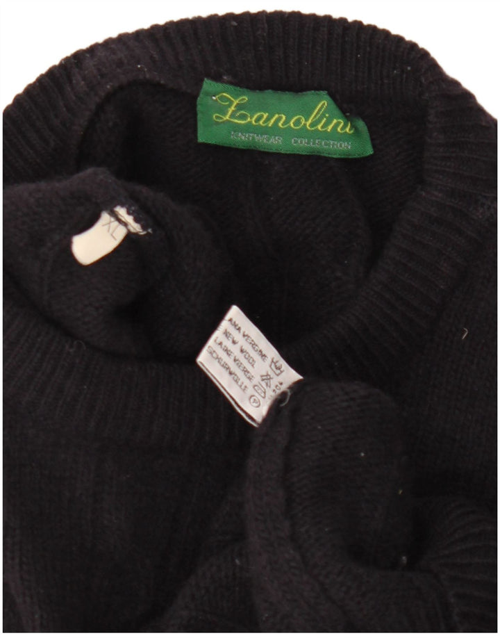 Zanolini Herren-Pullover mit Rundhalsausschnitt, XL, marineblaue Schurwolle