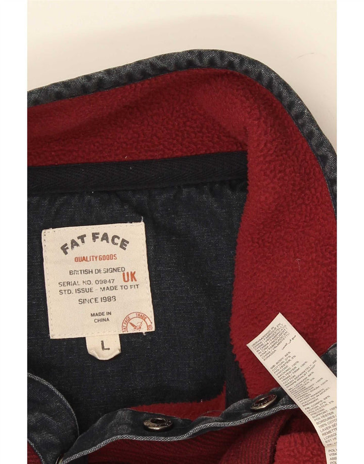 Fat Face Herren-Sweatshirt mit Knopfkragen, Größe L, Burgunderrot, Baumwolle