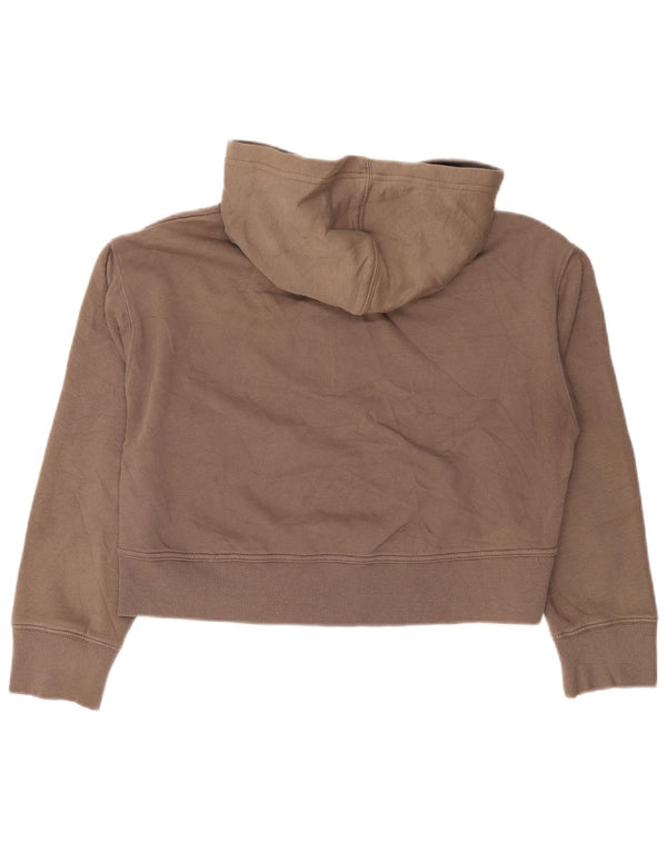 Zara Damen Crop Oversized Hoodie Pullover UK 10 Small Graue Baumwolle