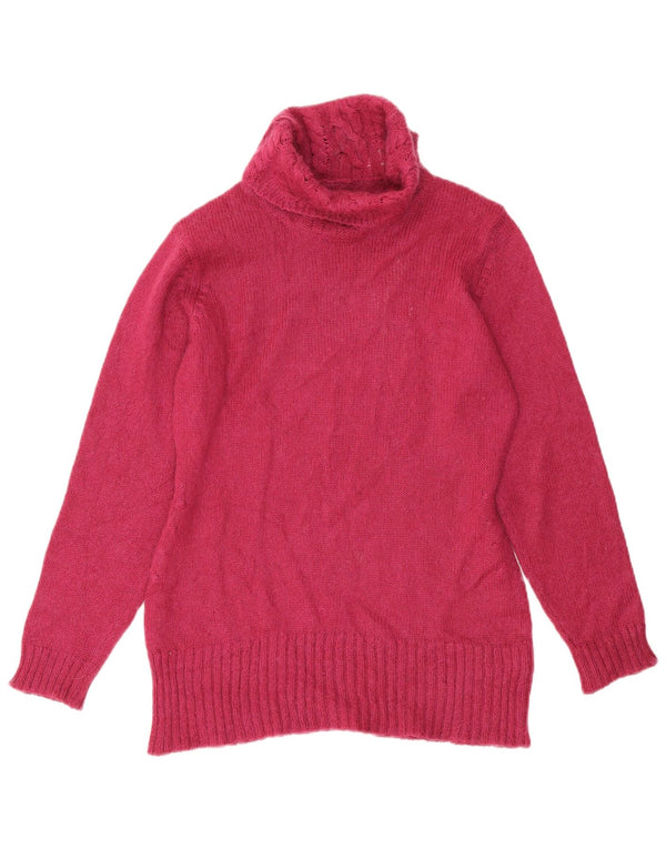 Vintage Damen Rollkragenpullover Pullover UK 16 Groß Rosa