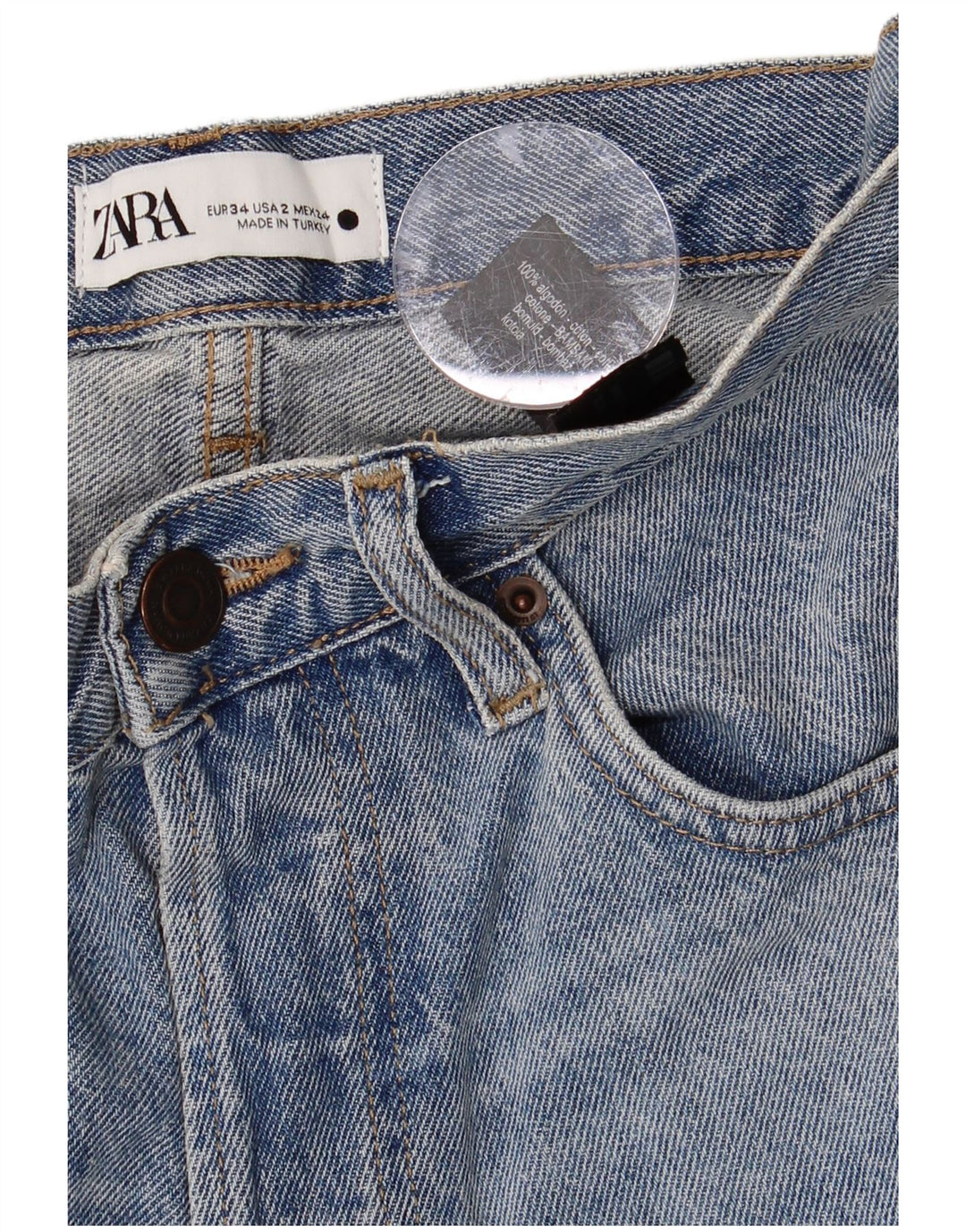 ZARA Damen Straight Jeans EU 34 2XS W24 L29 Blaue Baumwolle