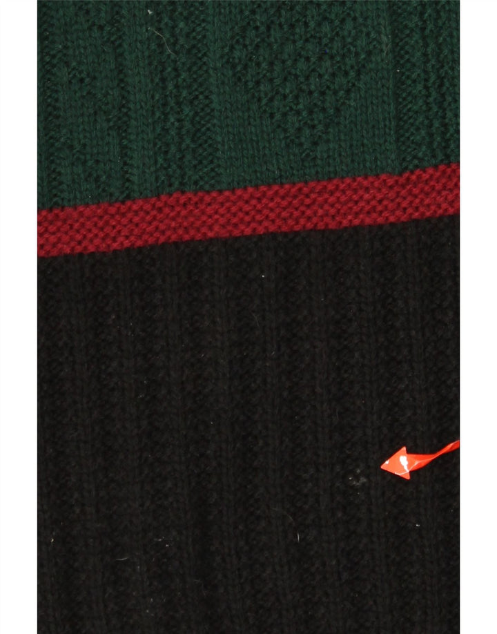 Vintage Herren-Pullover mit Rundhalsausschnitt, mittelgrün, Farbblock-Polyacryl