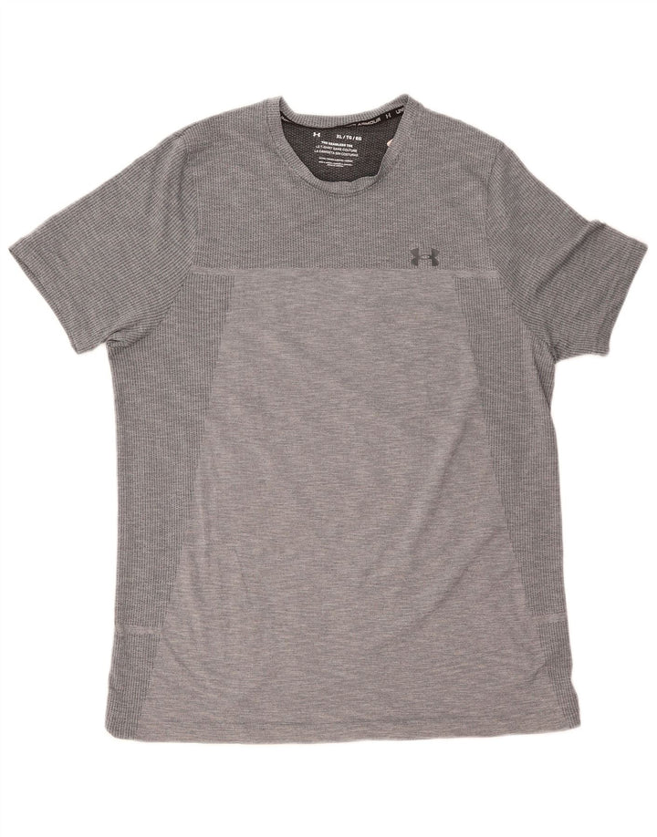 Under Armour Herren T-Shirt Top XL Graues Nadelstreifen-Polyester