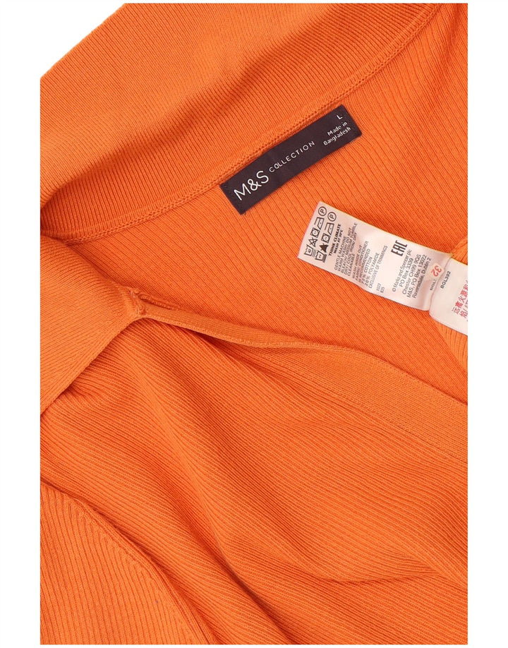 Marks & Spencer Damen Poloshirt UK 16 Large Orange Baumwolle