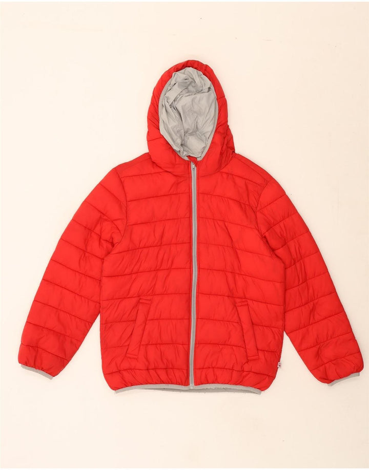 BENETTON Boys Hooded Padded Jacket 10-11 Years XL Red Polyamide Vintage Benetton and Second-Hand Benetton from Messina Hembry 