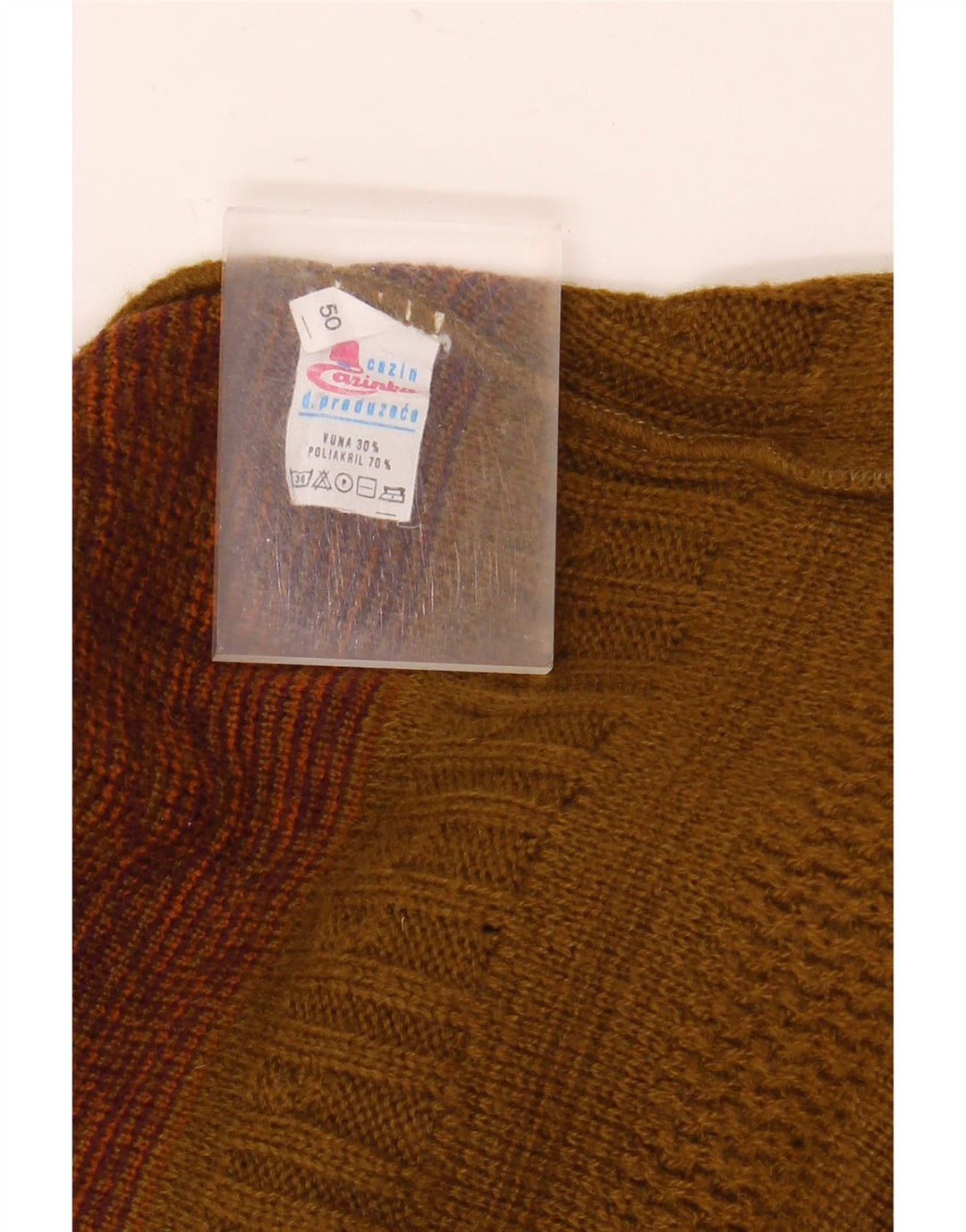 Vintage Herren-Pullover mit Knopfkragen, EU 50, mittleres Khaki, Fair Isle