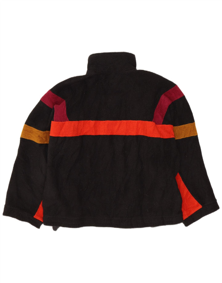 FILA Herren-Fleecepullover mit Knopfkragen, IT 48, Mittelschwarz, Farbblock