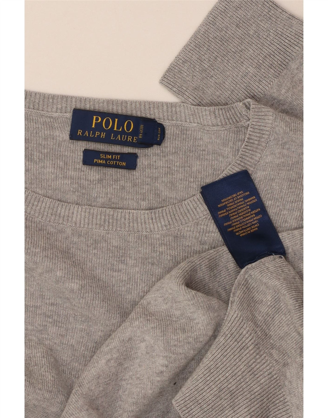 POLO RALPH LAUREN Herren Slim Fit Pullover mit U-Boot-Ausschnitt Mittelgrau