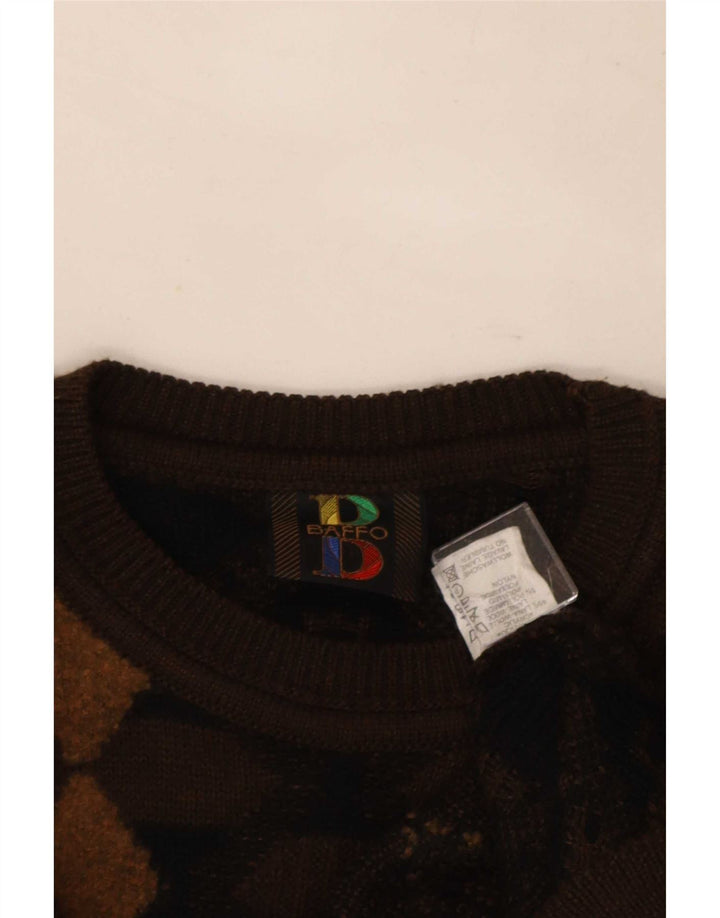 Baffo Herren-Pullover mit Rundhalsausschnitt, groß, braun, Argyle/Diamant-Acryl