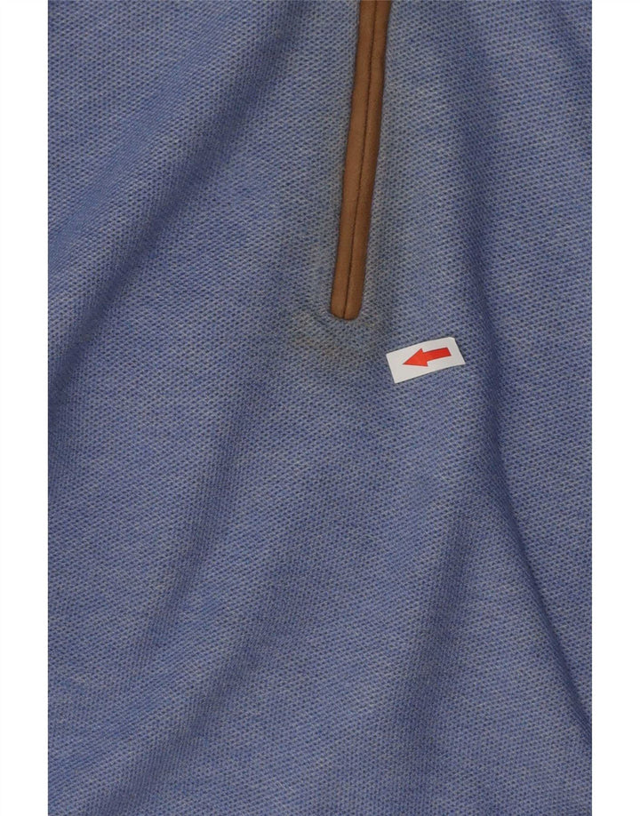 Massimo Dutti Herren-Pullover mit Reißverschluss am Hals, groß, aus blauer Baumwolle
