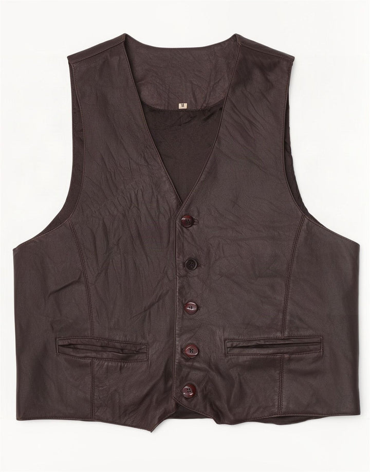 Vintage Herren Lederweste Mittelbraun