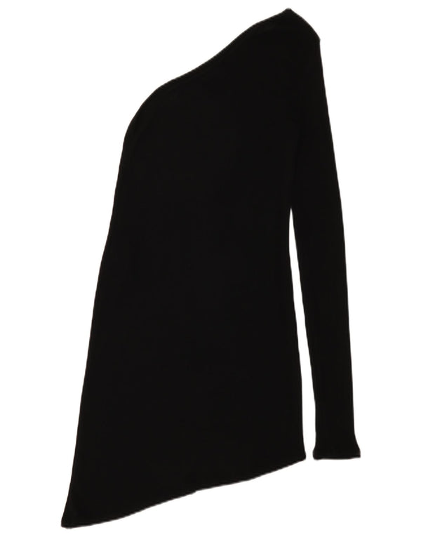 Zara Damen Asymmetrisches One-Shoulder-Top UK 12 Mittelschwarze Viskose