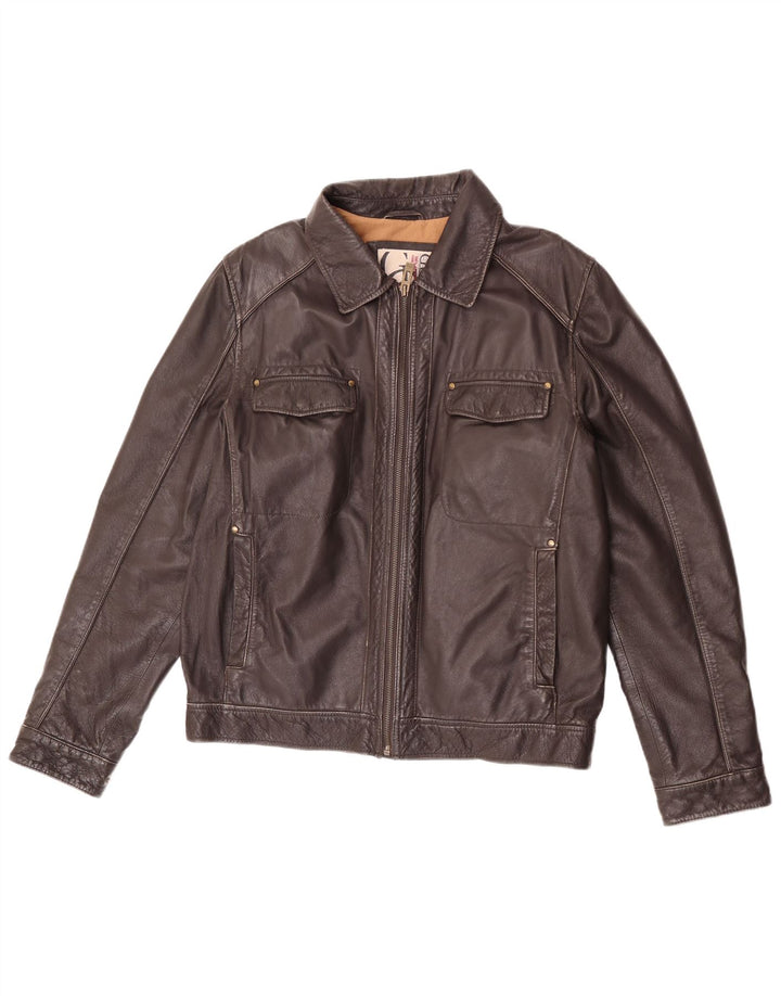 Guess Herren-Lederjacke UK 38 Mittelbraunes Leder
