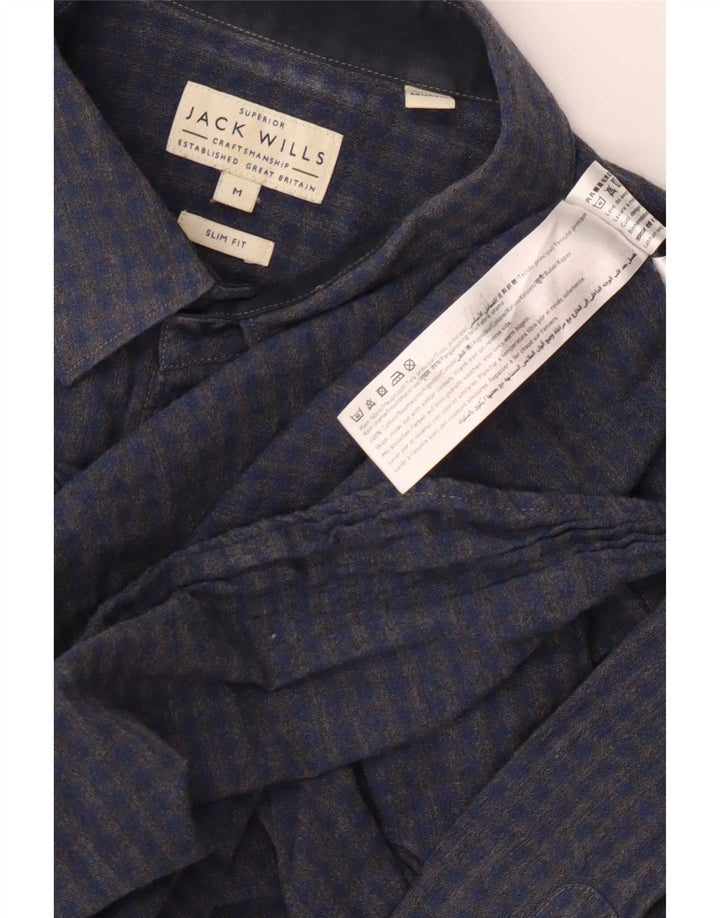 Jack Wills Slim-Fit-Hemd für Herren aus mittelblauer Gingham-Baumwolle in Marineblau