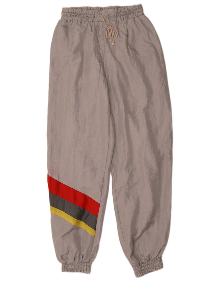 Vintage Herren-Trainingshose, Jogginghose, Mittelgrau, Colourblock-Polyamid