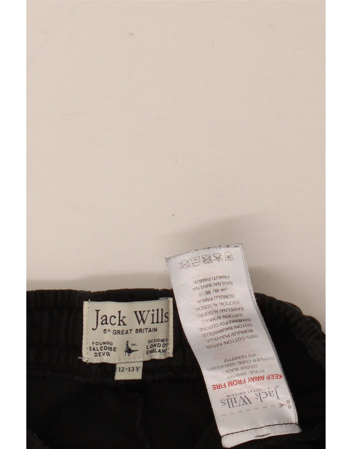Jack Wills Jungen-Sportshorts mit Grafik, 12–13 Jahre, schwarze Baumwolle